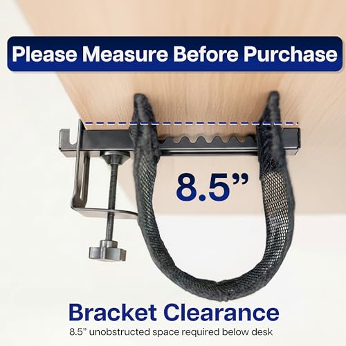 VIVO No Drill Clamp-on 24 inch Mesh Net Under Desk Cable Management Wire Organizer, Adjustable Home Office Standing Desk Cord Storage Sleeve, Black, DESK-AC24MH - size: 24"