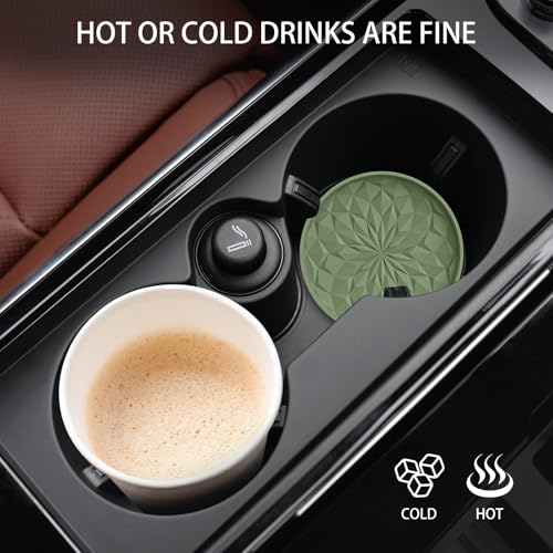 ME.FAN Car Coasters for Cup Holders [4 Pack] - 2.75In Silicone Auto Mug Mats - Universal Non-Slip Recessed Car Interior Accessories Olive Green - color: 4pack-olive Green