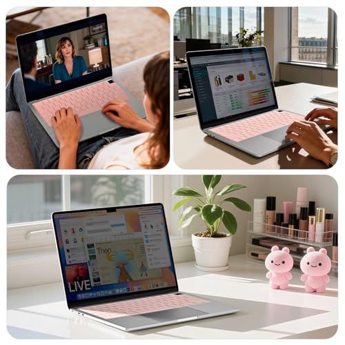 EooCoo Premium Keyboard Cover Skin Protector, Laptop Accessories Compatible with 2026 2025 2024 2023 2022 2021 M5-M1 Pro/Max MacBook Pro 14/16, M5-M2 MacBook Air 13/15, 2026 MacBook Neo 13, Pink - color: Pink