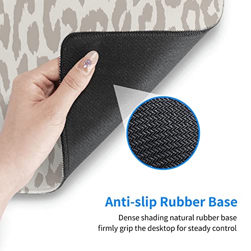 Large Mouse Pad Gaming Mousepad XL Beige Leopard Print Desk Mat Mouse Pad Long 31.5x11.8 in Extended Big Cute Mousepad Waterproof Desk Pad with Non-Slip Base and Stitched Edges for Computer Keyboard - color: Grey Leopard Print