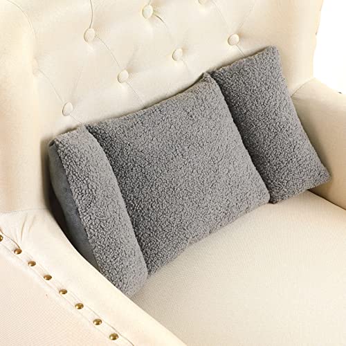 Queekay Fleece Lumbar Support Pillow 3 Section Back Pillow Office Chair for Back Support Comfortable Lumbar Cushion for Car Seat Pain Relief Sofa Rest(Gray) - color: Gray