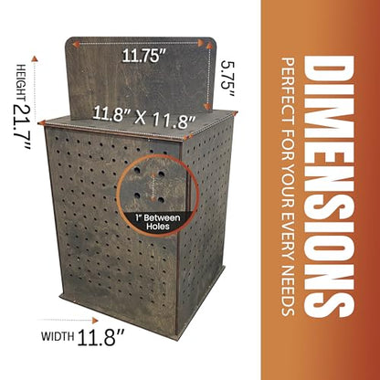 TORCHED DISPLAYS Rotating Display Stand | 22.5 x 16.76-inch | Rotating Organizer Wood Pegboard | Pegboard Display Stand for Craft Shows, Vendor Events, Jewelry, Accessories | Ebony - style: Ebony