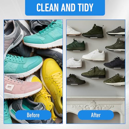 8 Pieces Floating Shoe Racks, Clear Acrylic Floating Shoe Display Shelves with Screws and Anchors, 8 X 3 Inch Floating Shoe Shelves for Wall, Great for Bedroom, Gaming Room, Sneaker Collection