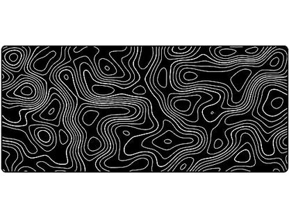 Large Gmaing Mouse Pad with Stitched Edges, Superior Micro-Weave Cloth, Non-Slip Base, Size 35.4 X 15.7X 0.12inches - Black Topographic Contour - color: Silver