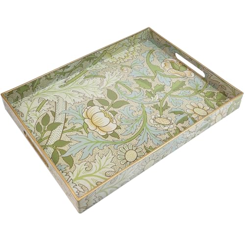 Spsyrine Serving Tray with Handles, Plastic Decorative Tray for Coffee Table, Living Room, Home Decor, Dianthus - color: Multi D