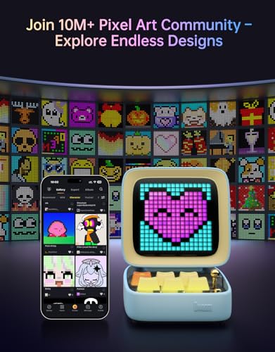 Divoom Ditoo Pro Retro Pixel Art Game Bluetooth Speaker with 16X16 LED App Controlled Front Screen (Blue) - color: Blue