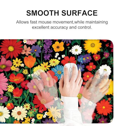 Mouse Pad, Large Anti-Slip with Stitched Edges Desk Mat Desktop Laptop Computer Desk Keyboard Mat,Table Protector Blotter Mat (Flower, 35.4" x 15.7") - color: Flower, size: 35.4" x 15.7"