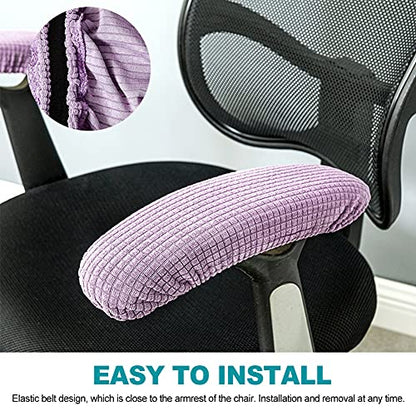 Kakalote Stretchable Office Chair Armrest Covers, 1Pairs Removable Arm Rest Slipcovers Elastic Arm Covers Protectors for Office, Desk, Gaming Chairs(Light Purple-No Padding) - color: Light Purple