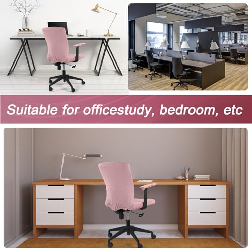 Tallew 4 Pcs Office Chair Covers Set Computer Universal Protective Stretchable Chair Seat Covers Desk Armrest Slipcovers Pads Office Cushion Backrest for Rotating(Pink) - color: Pink