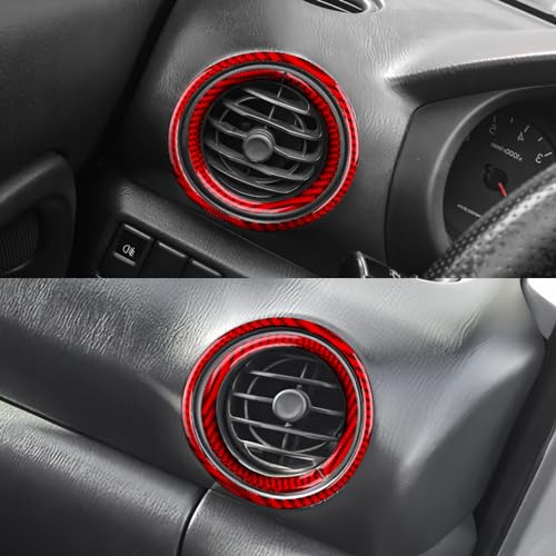 AIRSPEED for Subaru Impreza 2005 2006 2007 Air Vent Outlet Ring Cover Carbon Fiber Center Console Interior Trim Accessories, Red - color: Side Air Outlet Ring Red