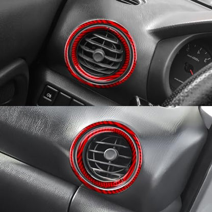 AIRSPEED for Subaru Impreza 2005 2006 2007 Air Vent Outlet Ring Cover Carbon Fiber Center Console Interior Trim Accessories, Red - color: Side Air Outlet Ring Red