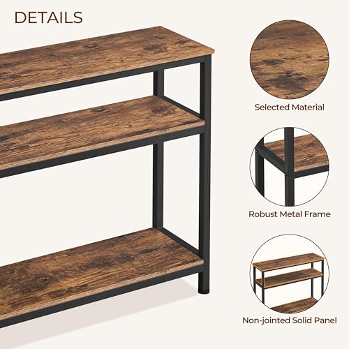 Yaheetech Industrial Console Table, 3 Tier Entryway Table with Storage Shelves, Narrow Sofa Tables for Living Room, Foyer, Hallway, Entrance, Metal Frame, Rustic Brown - color: Rustic Brown