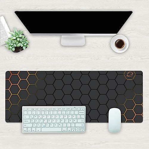 Desk Mat, Black Gold Honeycomb Technology Extended Gaming Mouse Pad Large, 31.5"x11.8" Big Mouse Pad with Non-Slip Base and Stitched Edge, Long Computer Keyboard Mouse Mat for Home Office Work - color: Black Gold Honeycomb Technology, size: 11.8" x 31.5"