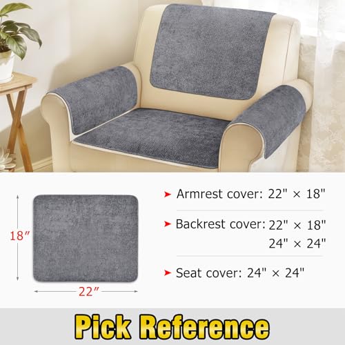 Couch Arm Covers, Sofa Arm Covers, Waterproof Armrest Cover for Sofa, Loveseat, Armchair, Anti-Slip Recliner Arm Cover, Headrest Cover, Arm Chair Covers Set of 2 (Dark Gray, 22"×18") - color: Dark Gray, size: 22" x 18" - 2 pcs