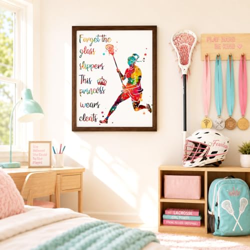Inspirational Watercolor Lacrosse Girl Athlete with Empowering Quote Art Print for Girl's Bedroom Empowerment, Locker Team Spirit, Young Laxer Surprises, Aspiring Midfielder Tokens, Team Captain Honors, Coach Appreciation, Birthday Gifts - 8x10 Unframed P