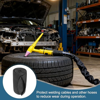 HARFINGTON Nylon Protective Hose Sleeve 2.4" ID 3FT Cable Cover Sheath Hydraulic Hose Protector Wrap for Welding Cord Tig Torch Hydraulic, Black - size: 2.4" ID 3FT