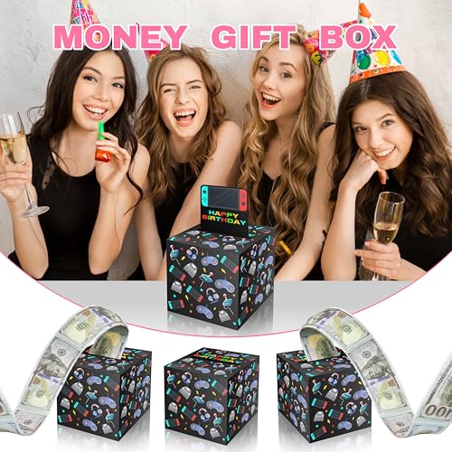 ISOVF Money Box for Cash Gift Birthday, Money Pull Box for Cash Gift DIY Set, Surprise Video Game Money Box Gifts for Gamer Lover, Gaming Birthday Party Decor-A02