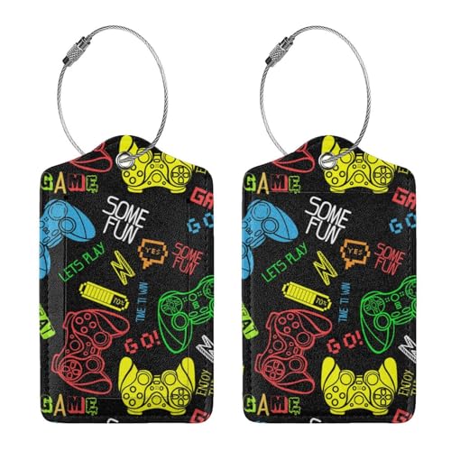 2 Pcs Gamepad Luggage Tags for Suitcase, Funny Game Gamer Gifts for Players Fan, Travel Birthday Gift for Boy Girl Kids Men Women - color: Gamepad