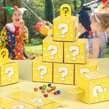Eaezerav 24 Pcs Video Game Theme Party Treat Boxes Mystery Video Game Gift Box with Question Mark Cardboard Snack Candy Boxes for Kids Birthday Party Favors Decorations