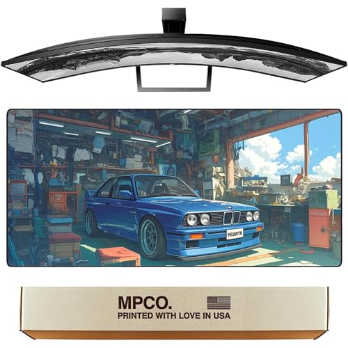 MPCO. Original Large Gaming Desk Mat – 36" x 17" Duraglyde Manga Motors Benjis-BMW Full Desk Mouse Pad for Smooth Precision – Non-Slip, Washable Extra-Large PC Mouse Pad for Gaming Sessions - color: DuraGlyde Benjis-BMW
