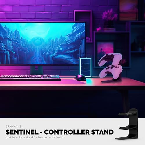 BRAINWAVZ The Sentinel - Dual Game Controller Stand for Desks, Universal Design for All Gamepads - Black