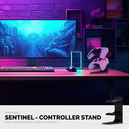 BRAINWAVZ The Sentinel - Dual Game Controller Stand for Desks, Universal Design for All Gamepads - Black