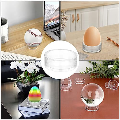 JUXYES Pack of 12 Clear Sphere Display Stand, Clear Sphere Holder Small Plastic Display Stands Round Display Easel Stands for Decorative Eggs, Crystal Balls, Marbles, Ball, Spheres, Collections