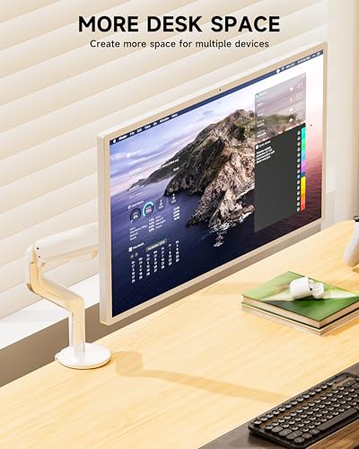 BIZUM Heavy Aluminum Monitor Stand 17 to 43 Inch Monitor Arm, Adjustable-Monitor Mount up to 33lbs with Clamp and Grommet Base, VESA 75x75/100x100mm White - color: White