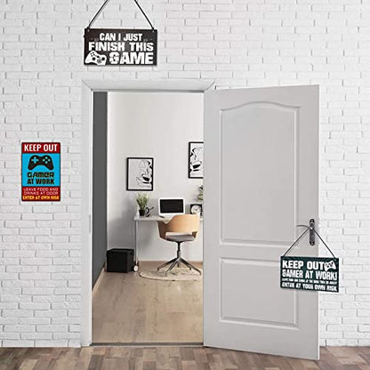 Keep Out Gamer at Work Sign - Cool Gaming Poster for Game Room Decor and Boys Room Setup - Teens Cool Gamer Stuff 12" * 8" (159)