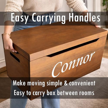 Personalized Engraved Walnut Wooden Storage Chest - Fully Assembled - color: Walnut-Engraved