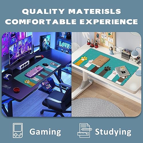 Extended Gaming Mouse Pad Cute Cat Paws Large Mousepad with Stitched Edges,Anti-Slip Rubber Base Keyboard Mouse Mat Desk Pad for Gaming Home Office 35.4 x 15.7 inches - color: Cute Cat Paws