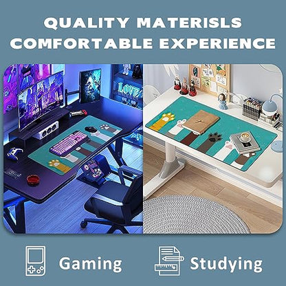 Extended Gaming Mouse Pad Cute Cat Paws Large Mousepad with Stitched Edges,Anti-Slip Rubber Base Keyboard Mouse Mat Desk Pad for Gaming Home Office 35.4 x 15.7 inches - color: Cute Cat Paws