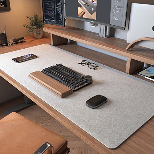 DAWNTREES Large Felt Desk Mat, 40''x16'' Full Felt Mouse Pad,Office Computer Desk Mat for Keyboard,100X40cm Desk Pad Protector (Light Grey) - color: Light Grey, size: 40" x 16"