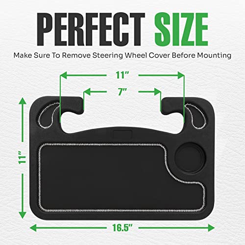 lebogner Bling Steering Wheel Tray, Car Food Trays for Eating, Laptop, Tablet, iPad Or Notebook, Hook On Auto Steering Wheel Desk Table, Fits Most Vehicles, Car Accessories, Black with Rhinestones - color: Black, With Rhinestones