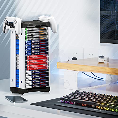 Nargos Video Game Storage Tower Universal for PS5/PS4/PS3/PS2/Xbox One/Xbox 360 And Xbox Series X/S/Wii/Switch/Switch 2 Game Cases, DVD And Blu-Ray Disks, Organizer Para Juegos, Regalo Gamer (23 Pcs) - size: 23 Pcs
