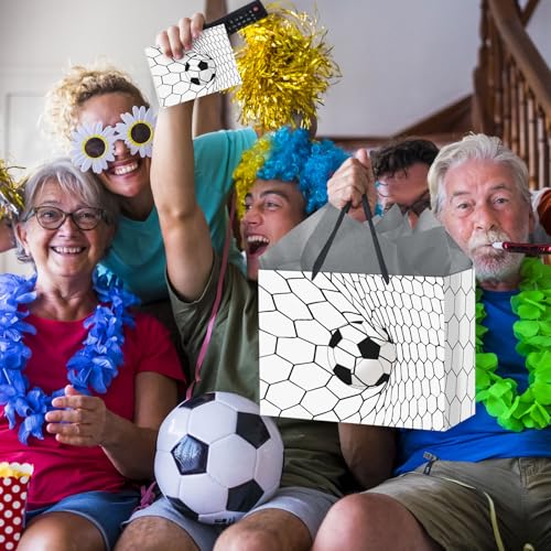 Hooqict Large Soccer Gift Bag Soccer Birthday Gift Bag with Handles, Wrapping Paper, Greeting Card for Kids Boys Teens Men Sports Themed Birthday Goodie Treat Party Favors - color: Soccer