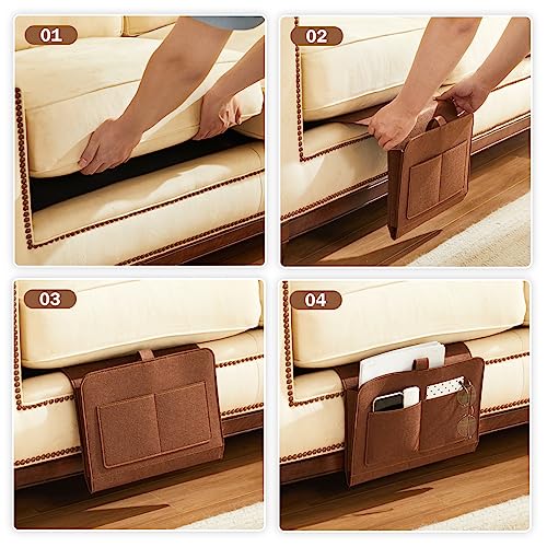 YOUDENOVA Bedside Caddy, Bedside Organizer for Dorm Room, Bunk Bed, Brown - color: Brown