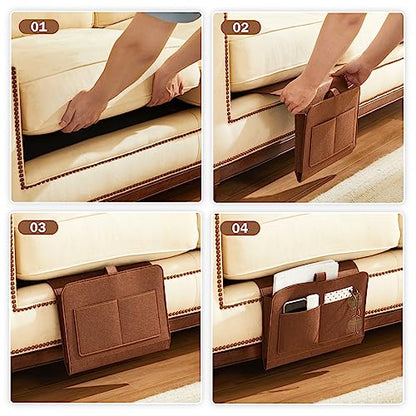 YOUDENOVA Bedside Caddy, Bedside Organizer for Dorm Room, Bunk Bed, Brown - color: Brown