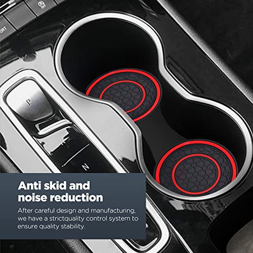2 PCS Car Cup Holder Coaster,Car Coasters Cup Mats,2.75 Inch Universal Car Cup Coasters,Non-Slip Anti Dust Mats Cup Holder Insert Coaster, Suitable for Most Car Interior (Red) - color: Red