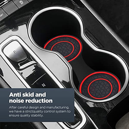 2 PCS Car Cup Holder Coaster,Car Coasters Cup Mats,2.75 Inch Universal Car Cup Coasters,Non-Slip Anti Dust Mats Cup Holder Insert Coaster, Suitable for Most Car Interior (Red) - color: Red
