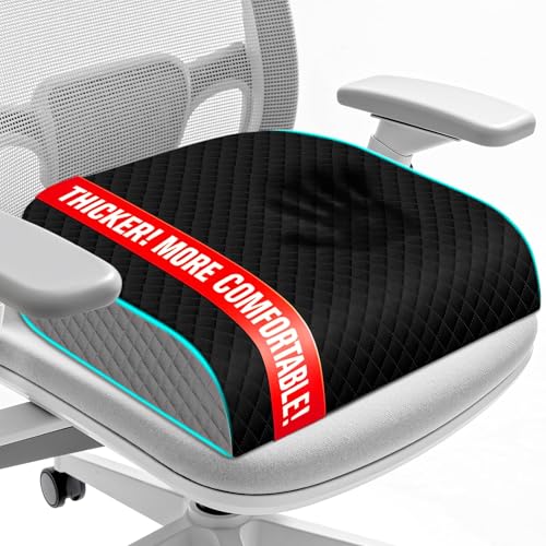 Seat Cushion, Memory Foam Chair Pad for Sciatica & Hip Pain Relief, Non-Slip Cushion for Office, Home, Car, Large Desk Chair Cushion, Washable Cover & Handle, Large, Black - color: Black, size: Large