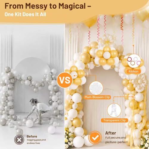 12 Pack Balloon Arch Clips (6x 2.4-in & 6x 3.5-in) Heavy Duty Transparent Clips, 100pcs Clear 260 Balloons & Accessories, Arch Set for Backdrop Parties Photography DIY - size: transparent