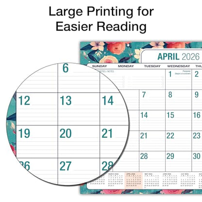 Desk PAD: 22" x 17" Large Print Desk Pad Calendar, APR 2026 - DEC 2027, 21 Months, (Teal Floral) - color: Teal Floral