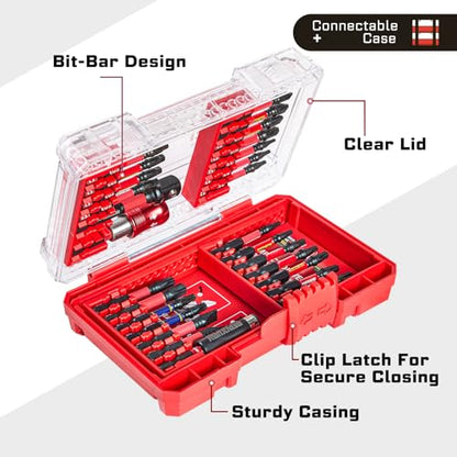 Geinxurn 27Pieces Impact Screwdriver Bits Set, Magnetic S2 Steel Phillips/Slotted/Square/Torx Insert Power Bits Tips, Impact Bit Holder and Impact Socket Adapte with Pink Storage Box Case - style: STKB027-RD
