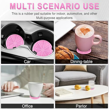 Alpmosn 4PCS Car Cupholder Spider Web Fashion Non-Slip Silicone Car Coasters for Cup Holders, Car Accessories for Men (Pink) - color: Pink