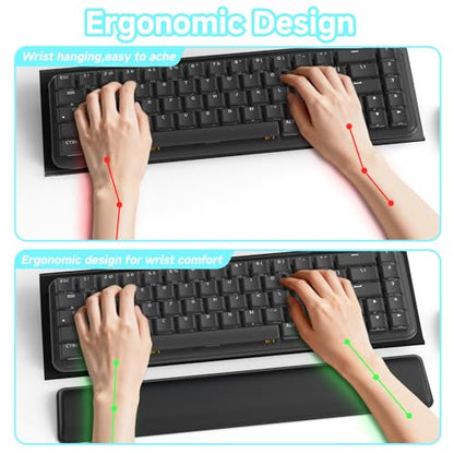 Computer Keyboard Stand and Wrist Rest Set，Keyboard Holder with Wrist Pad, Computer Wrist Support Pad, Keyboard Riser Holder with Wrist Pad for Office Home (Black) - color: Black