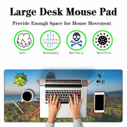 Beautiful Macaw Full Desk Mouse Pad Blue Sky Green Trees Natural Large Gaming Mousepad for Keyboard PC.Home,Office 35.4"X15.7" - color: beautiful macaw