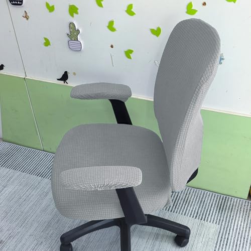 HAPPYDOG 4 Pcs Office Chair Covers Set Stretchable Protective Rotating Computer Chair Seat Covers with Armrest Covers (Light Grey) - color: Light Grey