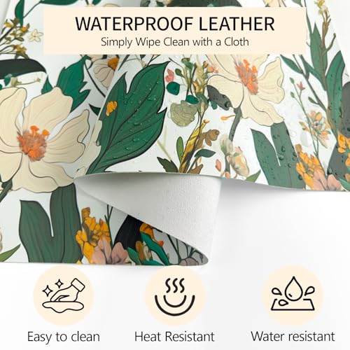 Floral Desk Mat (31.5"x15.7") | Waterproof, Leather, Mouse Pad - color: Yellowflower, size: 31.5" x 15.7"