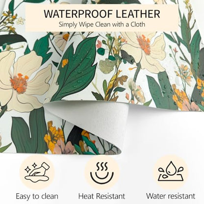 Floral Desk Mat (31.5"x15.7") | Waterproof, Leather, Mouse Pad - color: Yellowflower, size: 31.5" x 15.7"